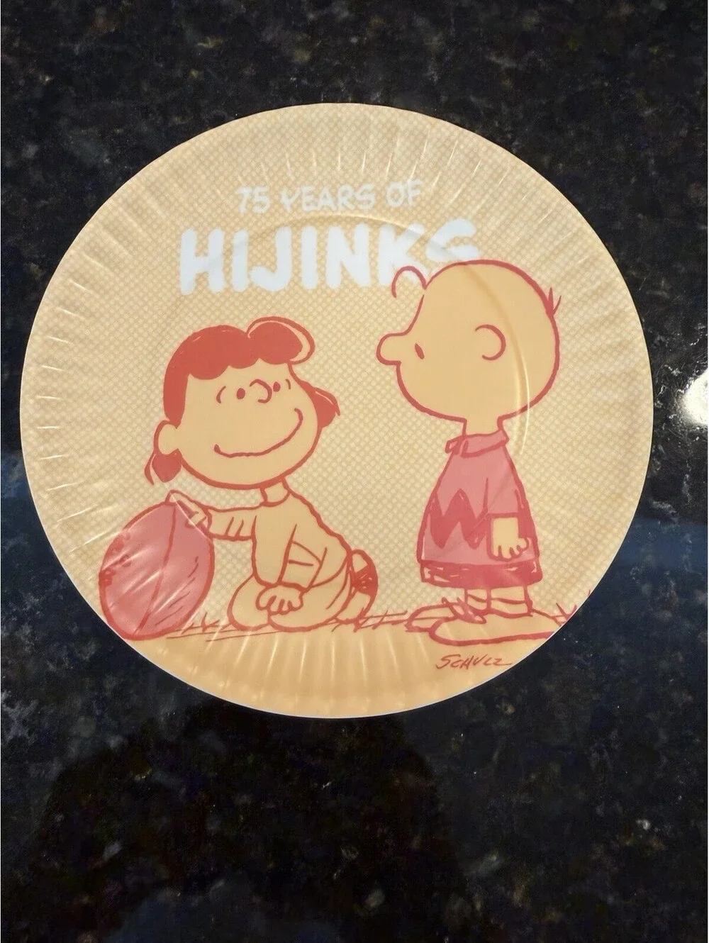 Hallmark Peanuts 75Th Anniversary Plastic Melamine Plates 7” Set Of 4